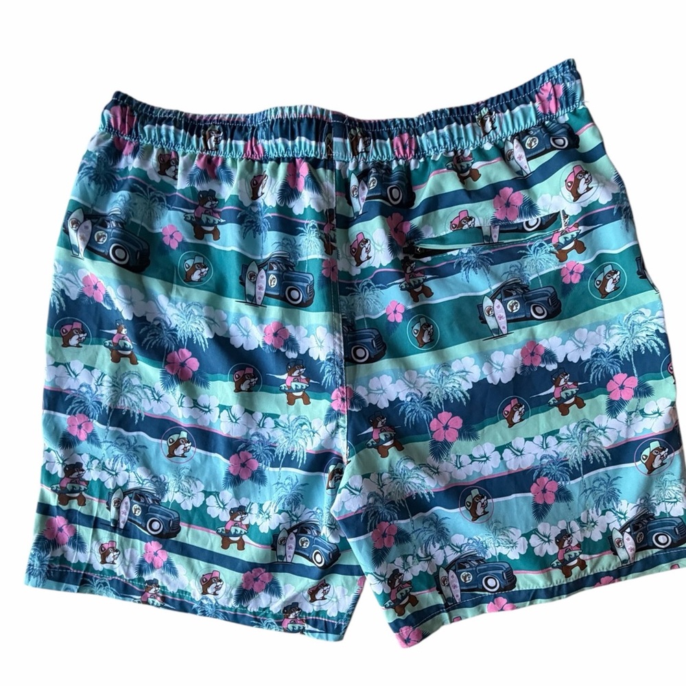 NEW Buc-ee’s Mens Tropical Surfer Hawaiian Surfboard Swim Trunks Shorts, XXL - Picture 3 of 9